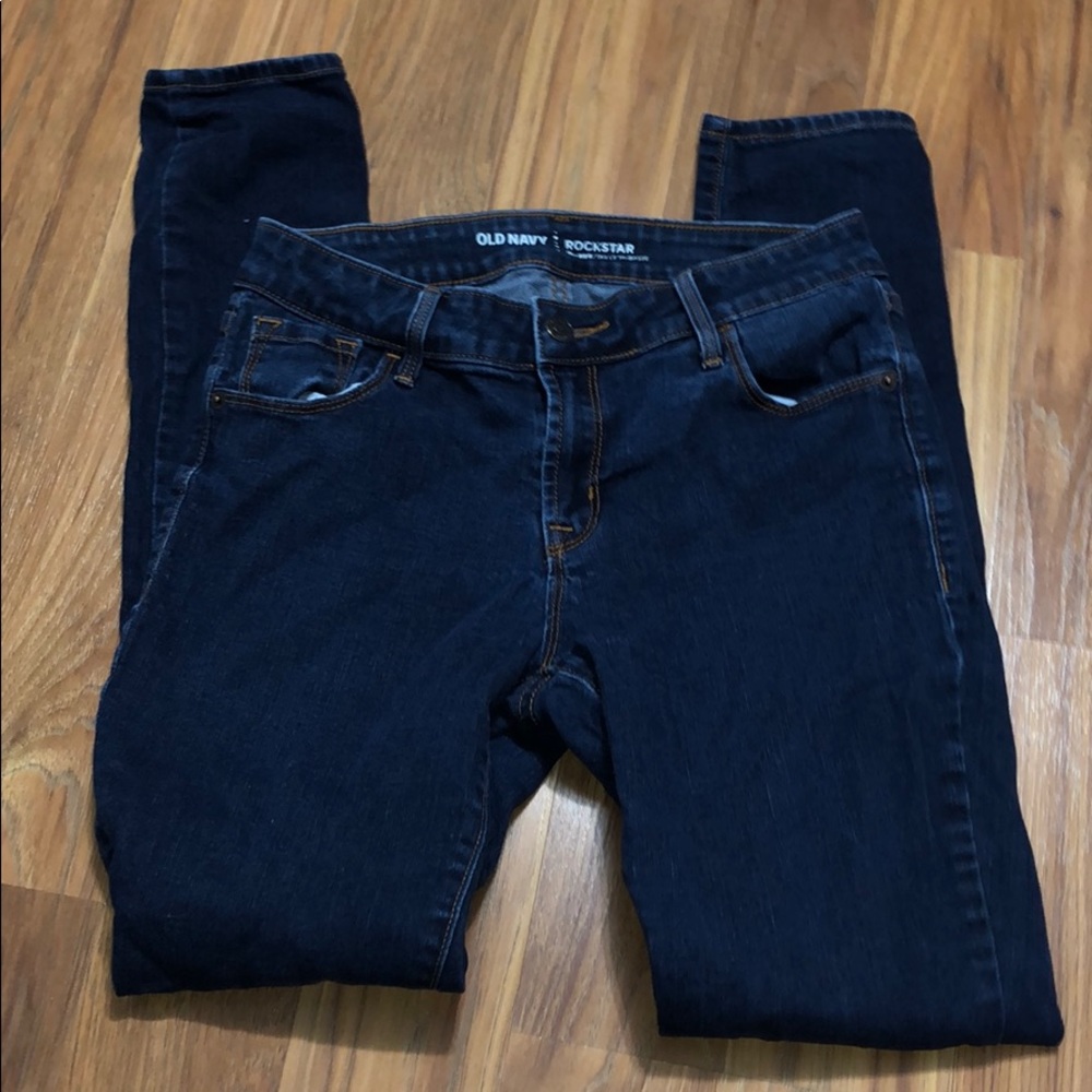 Old Navy rockstar mid rise blue jeans